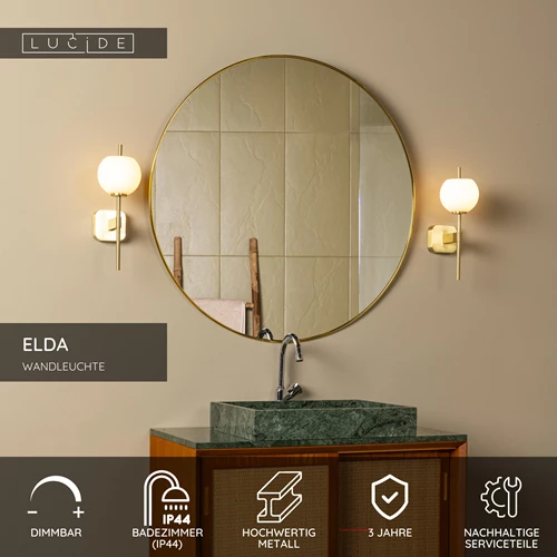 Lucide ELDA - Wandleuchte Badezimmer - 1xG9 - IP44 - Mattes Gold / Messing - USP